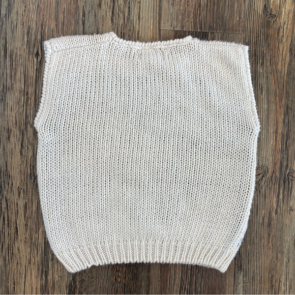 Vtg Evian II Hand Loomed Knit Sleeveless Sweater Vest L White Multi Snowflakes - Picture 2 of 10